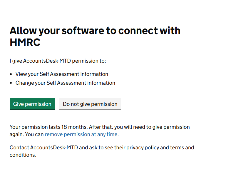 MTD Connect to HMRC ITSA Step 5