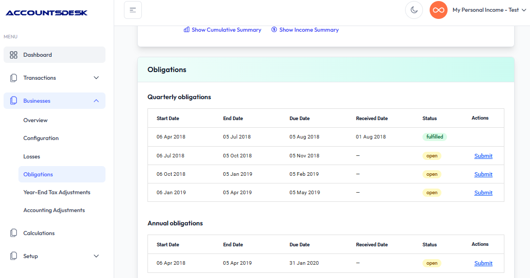 ITSA dashboard - All your Income Tax information